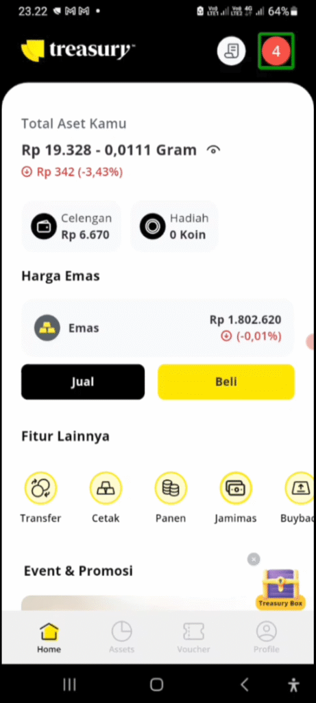 ilustrasi aplikasi treasury